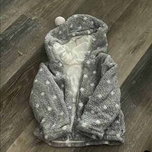 Cozy Gray and White Polka Dot Jacket